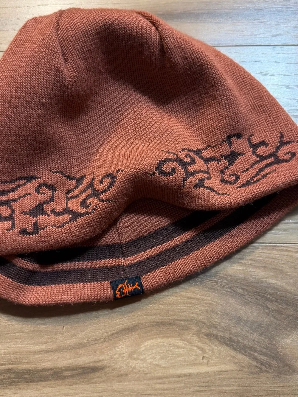 Y2K Beanie with Black Tribal Stitching